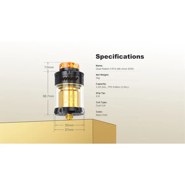 Hellvape Dead Rabbit 3 RTA Atomizer 5.5ml 25mm (6th Anniv EDN)