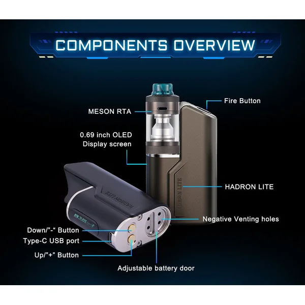 Steam Crave Hadron Lite SBS 100W Mod Kit with Meson RTA Atomizer 6ml