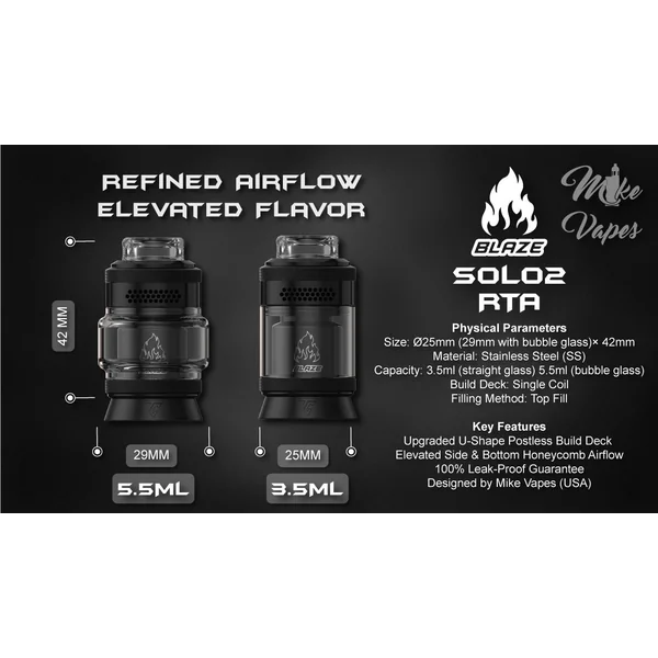 ThunderCloud x Mike Vapes Blaze Solo 2 RTA Tank Atomizer 5.5ml (25mm)